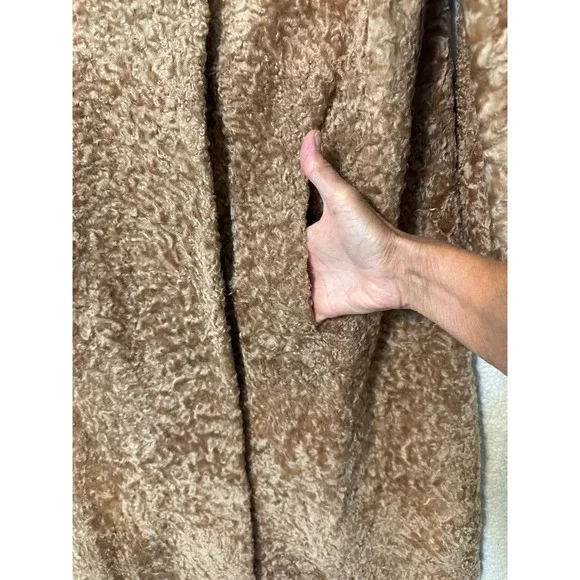 Vintage Karl Frankfurt Curly Lamb Fur Coat Mink Collar Women's Warm Outerwear - Picture 7 of 11